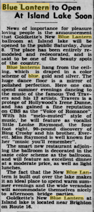 Blue Lantern Ballroom - June 5 1940 Article (newer photo)